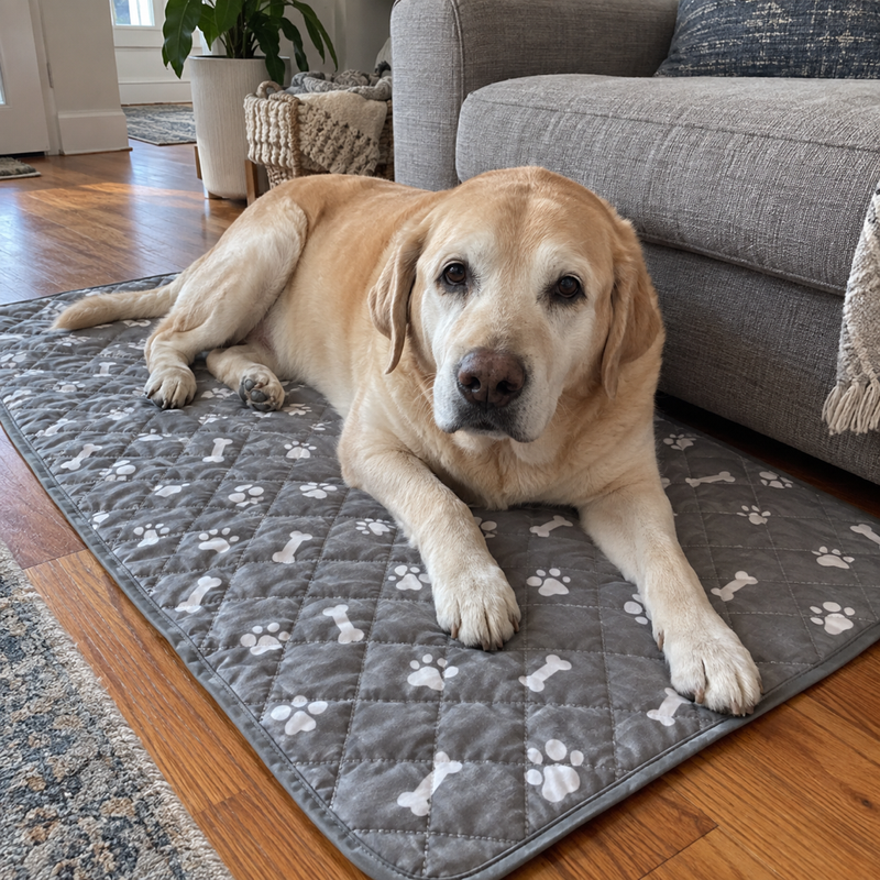 Senior Labrador on the pad