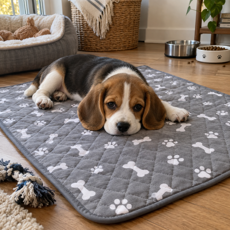 Beagle puppy on the pad