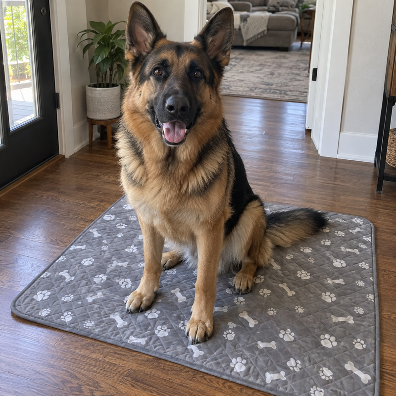 German Shepherd on the pad